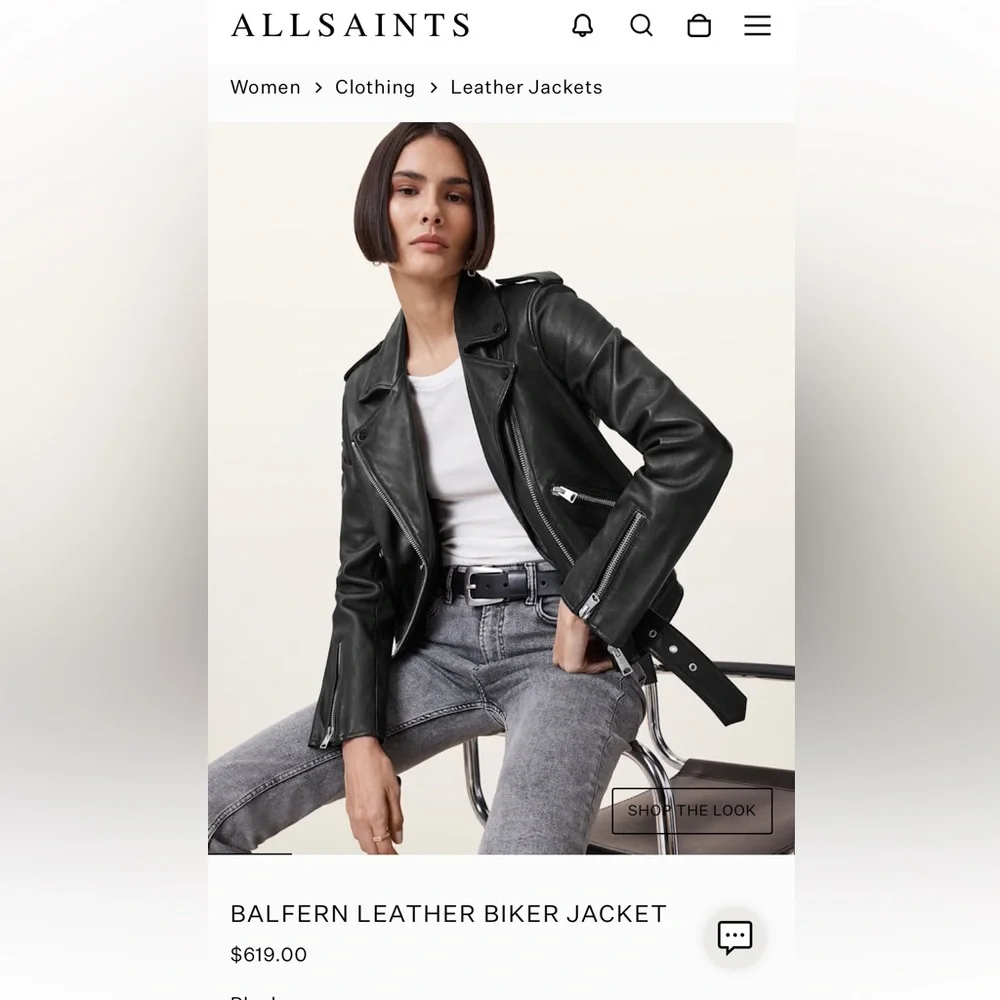 All Saints Balfern Black Leather Jacket - Picture 3 of 8